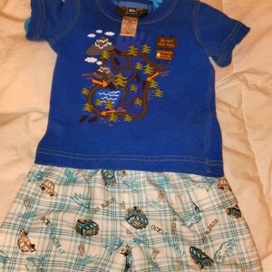 REI baby shirt and swim trunks